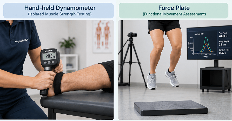 Biomechanical analysis in physiotherapy :Dynamometer vs force plate